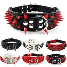 Dog Collars & Leashes DHL 100PCS Sharp Spiked Studded Collar Punk Leather Pet 2 Inch In Width Fit For Medium Large Dogs