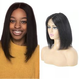 Short Mongolian Bob Wig 13x4x1 Straight T Part Lace Wigs Remy Human Hair For Black Women Pre Plucked