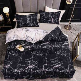 Marble Bedding Set For Bedroom Soft Bedspreads For Double Bed Home Comefortable Duvet Cover Quality Quilt Cover And Pillowcase 210706
