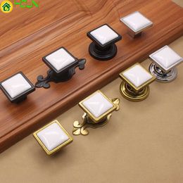 2 pcs Black white handle cabinet door European modern wardrobe drawer single hole zinc alloy bright chromium square