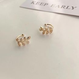 Hoop & Huggie Ajustable Cute Clip Earring Fashion Jewerly Ear Cuff Crystal Gold-Leaf Girls Women