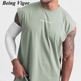 Running Jerseys Being Vigour Men Workout Tank Top Gym Bodybuilding Sleeveless Muscle T Shirts Sport Training Casual Vest Tee Tops