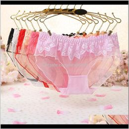 Womens Apparel Drop Delivery 2021 Underwear Seamless Panties Style See Trough Transparent Lace Briefs For Women Tanga Sexy Cotton Omqrw