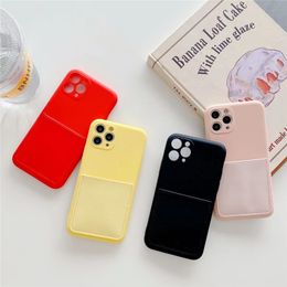 Liquid Silicone Cases Card Pocket for iphone 12 pro max mini 11 XR Colorfull Cell Phone Case Anti-fall Protective Cover