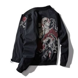 Winter Bomber Jacket Men Dragon Chinese Embroidery Pilot Retro Rock Hip Hop Youth Streetwear High Street Male 211110