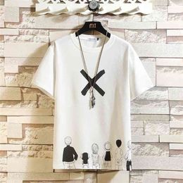 Casual Short Sleeve T Shirt Men'S Summer Tshirt Top Tees Black White Fashion HIP HOP Clothes Plus OverSize M-5XL O NECK 210716