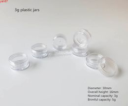 100 x 3g Empty Transparent plastic jar 3cc clear pot for nail art glitters small round cream cosmetic containergoods qty