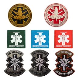 3D PVC Fabric Medical Rescue Tactical Army Patch Hook and Loop Fastener Embroidery Clothes Bag Stickers Armband Soldier Military Badges