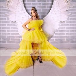 Russia Style High Low Prom Dress Tiered Tulle Prom Gowns for Women Party Custom Size robe de soiree sexy