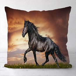 -Caso de travesseiro personalizado Cavalo quadrado fronhas de cobertura decoração para sofá-cama almofada 45x45cm (um lado) 21-0829-50-102