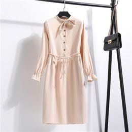 Dress Female Autumn and Winter Fairy Mid-length Lace-up Sweet Long-sleeved Bottoming Skirt UK411 210506