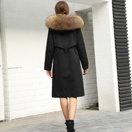Women's Fur & Faux Coat Parka Long Women 2021 Whole Skin Liner Raccoon Dog Collar Winter