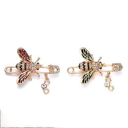 Cute Bee Brooches Pins Rhinestone Animal Shapes Crystal Green Enamel Brooch Pins For Women Men's Suit Collar Coat Bag Jewelry