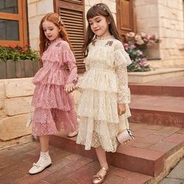 Flower Embroidery Kids Party Dress Girl 8 10 12 years 2020 New Korean Style Fashion Princess Dress for Teenage Girl Q0716