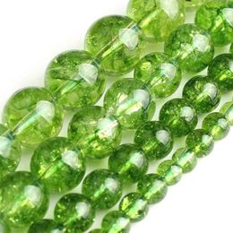 Green Peridot Stone Round Loose Spacer For Jewellery Making Natural Crystal Beads Diy Bracelet Necklace 15" 4 6 8 10mm