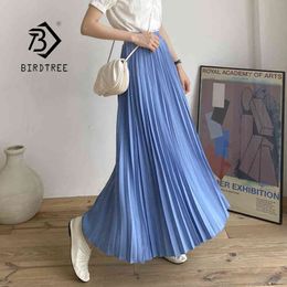 90cm Summer Women's Korean Plain Maxi Long Chiffon Elegant Casual Loose A-line High Waist Irregular Pleated Skirt B13219X 210416