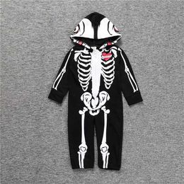 Halloween Costume born Baby Boy Girl Skeleton Rompers Long Sleeve Jumpsuit Clothes Cosplay Infant 220106