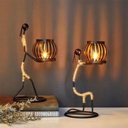 Candle Holders Creative Metal Candlestick Character Model Golden Holder Living Room Home Decor Office Desktop Accessories Gifts