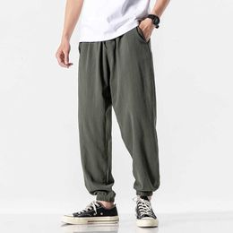 MrGB Cotton Linen Man's Joggers Men Solid Colour Casual Harem Pants Baggy Male Solid Colour Pants Men Clothing 210616