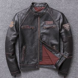 High Quality Leather Jacket Men Casual Mototrcycle Jacket Mens Clothing Genuine Cow Leather Coat Chaqueta De Los Hombres WPY2472