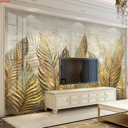 Custom 3D Photo Wallpaper European Style Modern Art Golden Leaves TV Background Wall Mural Living Room Bedroom Fresco Home Decorgood quatity