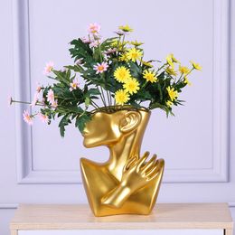 Vases Nordic Style Creative Portrait Vase Display Stand Home Decoration Gift Business Model Room Flower Arrangement Ornaments