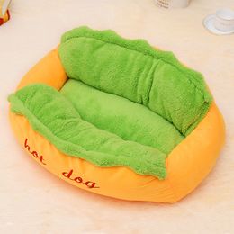 Funny Hot Dog Kennel Pet Lounger Doggie Bed Cat Puppy Warm Soft House Warm Sofa Mat Basket Blanket Hotdog Beds Sleeping Bag