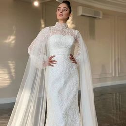 robe de mariee Sexy 2022 Middle East Wedding Dress With Warp Long Sleeves Vintage Lace Bridal Gowns for Women vestido gotico