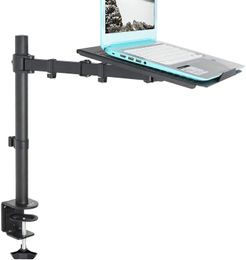 Single Laptop Notebook Desk Mount Stand - Fully Adjustable Extension with C Clamp (STAND-V001L)