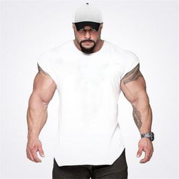 Brand Blank Fitness Tank Top Men Undershirt Sleeveless shirt Summer gyms Clothing Slim fit Muscle Bodybuilding Vest Streetwear 210421