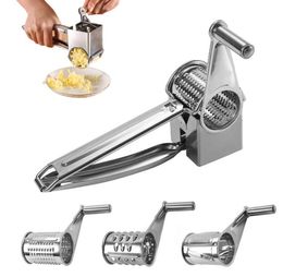 Rotary Cheese Tools Graters Vegetable Cheese-Cutter Slicers Shredder with 3 Interchanging Rotary-Ultra Sharp Cylinders Stainless Steel Drums Slicer SN3073