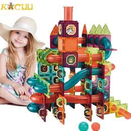 DIY Magnetic Building Blocks Toys Sets Magnet Maze Ball Tracks Blocks Magnetic Funnel Slide Blocks Educational Toys For Children Q0723