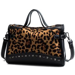 Evening Bags 2021 INS Women Fashionable Leopard Rivet Shoulder With PU Leather Material Lady Crossbody Girl Zipper Sling Handbags