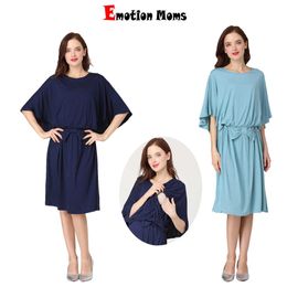 Emotion MomsHot Mom Breastfeeding Clothes Spring New Five-point Sleeves Pregnant Women Dress Loose Pregnant Women Breastfeeding Q0713