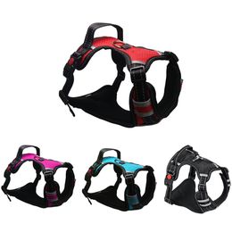 Reflective Safety Pet Dog Harness Adjustbale Matching Leash Collar Pet Training Supplies Dog Harness No Pull Dog Harnesses Vest 210729
