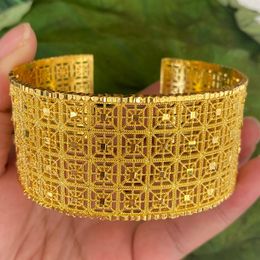 Bangle Trendy Dubai For Women 24k Gold Color Copper Ethiopian Wide Bracelet African Jewelry Saudi Arabia Wedding Gifts