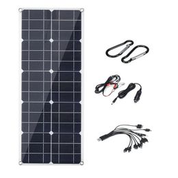 40W Flexible Solar Panel USB Monocrystalline Connecter Battery Charger For Camping Hiking Climbing Cycling