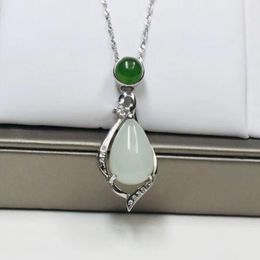 Beautiful Fashion Natural White Jade Pendant 925 Silver Necklace for The Party Accessories Delicate Jewellery