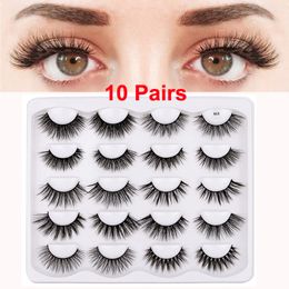 3D False Eyelashes Handmade Faux Mink Lashes lightweight soft 10 Styles Dramatic Volume Thick Natural Eyelash Wispy Fluffy Eye Makeup Tools