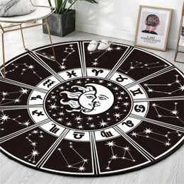 Round Carpet Astrolabe Printed Soft Carpets for Living Room Anti-slip Rug Chair Floor Mat Home Decor Kids 210626