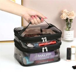 Storage Bags Net Red Cosmetic Bag Female Super Fire Double-layer Large-capacity Portable Toiletry Box Waterproof Travel