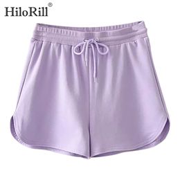 Casual Solid Sweatpants Shorts Women Fashion High Waist Drawstring Sport Home Loose Bottoms Short Femme 210508