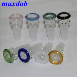 Mix Colour hookah Glass Bowl with Handle For Bong dab rig 14mm 18mm Joint male smoking Bowls Bongs Water Pipe