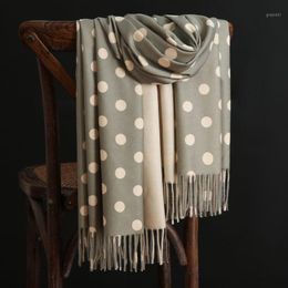 cashmere wrap cape Canada - Scarves Shawl Autumn And Winter Double-Sided Artificial Cashmere Scarf Women's Warm All-Match Printed Polka Dot Blanket Soft Cape