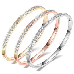 Modyle Fashion Jewelry Bangle Bracelets with Crystal Rhinestone Pave Stainless Steel Bangle for Women Accessories Q0719