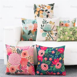 Cushion/Decorative Pillow 45x45cm Throw Cushion Cover Flower Plant Office Lumbar Sofa Case For Living Room Decoration