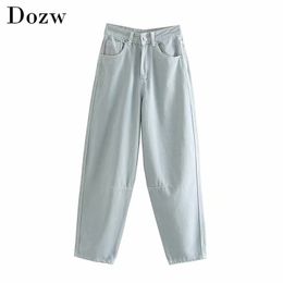 Vintage Denim Women Jeans Casual Harem Pants Scratched Bottoms Fashion Loose Trousers Streewear High Waist Mom Jeans 210414