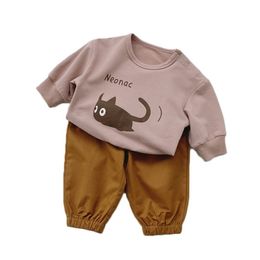 Spring New Children Clothes Baby Boys Sweatshirt Suit Girls Solid Colour Harem Pants Set Kids Baby Clothing Outfits Set 210413