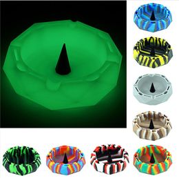 5" Silicone Ashtray Round Smokeless ashtrays portable containers smoke accessories Colourful use for smoking wholesale