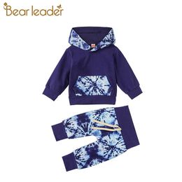 Bear Leader Casual Baby Girls Clothes Set Tie Dye Print Infant Long Sleeve Hoodies Sweatshirts Tops Pants Toddler Girls Clothing 210708
